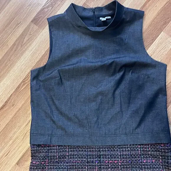Halogen Tweed Skirt Dress L Mock Neck Sleeveless Preppy Work Office Career - Picture 5 of 10